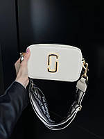 Женская сумка Marc Jacobs Beige/Gold (Beige/Black Strap) турция Экокожа маленькая бежевая на плечо