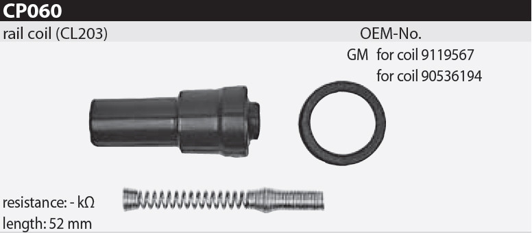 Наконечник котушки запалювання Tesla CP060 9119567, 90536194, для OPEL (VAUXHALL), Astra G / H 1.8, 1.8 16V, Corsa C, Meriva,