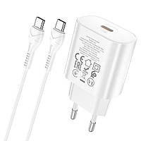 TU  TU Сетевое зарядное устройство Hoco N22 Type-C PD 25W белое + кабель Type-C to Type-C