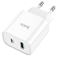 TU  TU Сетевое зарядное устройство Hoco C80A Plus USB/ Type-C QC PD 20W белое