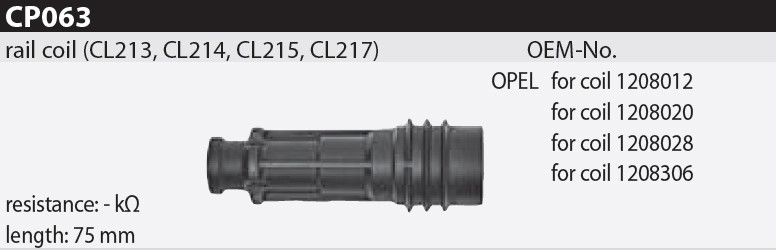 Наконечник котушки запалювання Tesla CP063 1208012, 1208020, 1208028, 1208306 для OPEL (VAUXHALL) Agila (A) (H00), Astra G, фото 1