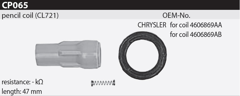 Наконечник котушки запалювання Tesla CP065 4606869AA, 4606869AB для CHRYSLER 300 C (LX)/Touring, Sebring Cabriolet, FIAT Freemont
