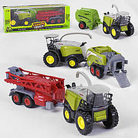 Комбайн 955-105 с прицепом, Farm Truck, инерционный, металлопластик, детская игрушка, для детей
