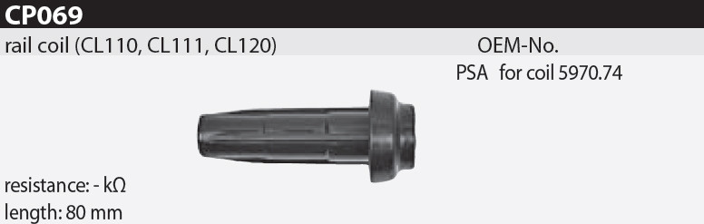 Наконечник котушки запалювання Tesla CP069 5970.74 для CITROEN Berlingo (MF)/Van (M_), C2 (JM_), C3 I (FC_), C3 II, C3 Pluriel