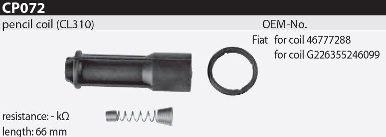 Наконечник котушки запалювання Tesla CP072 46777288, G226355246099, для ALFA ROMEO, Mito (955), FIAT, 500 / 500 C (312), Bravo II