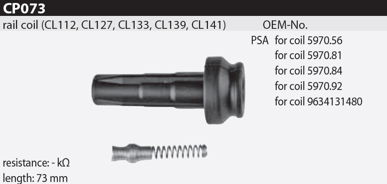 Наконечник котушки запалювання Tesla CP073 5970.56, 5970.81, 5970.84, 5970.92, 9634131480, для CITROEN, C4 Coupe (LA_), C4 I