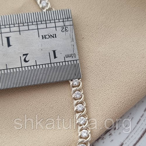 Арабский Бисмарк браслет серебро с цирконами, супер легкий 17.5 см - фото 9 - id-p638614338