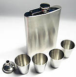 Набір подарунковий (фляга 265 мл + чарки + лійка) з нержавіючої сталі, фото 3