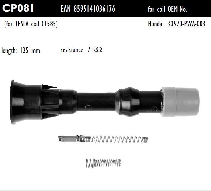 Наконечник котушки запалювання Tesla CP081 30520-PWA-003, для HONDA Civic VII-VIII, Jazz II-III