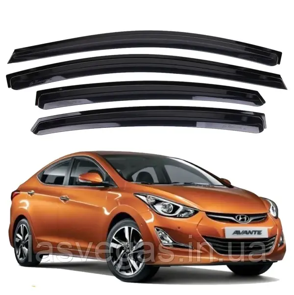 Вітровики, дефлектори вікон Hyundai Elantra MD 2010-2015 (Kyoung Dong/Корея), фото 1