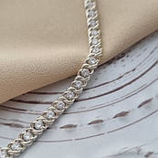 Срібний браслет з плетінням Арабський Бісмарк з цирконами, 19 см