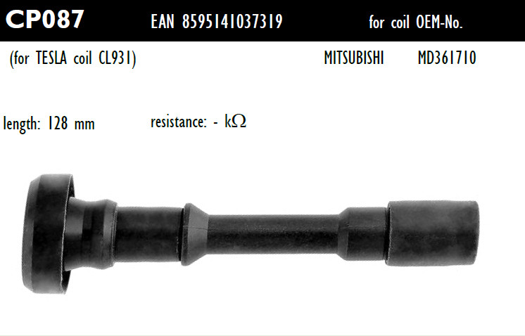Наконечник котушки запалювання Tesla CP087 MD361710, для MITSUBISHI, Lancer Combi (CS), Space Star (DG_A)