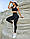 Жіночі спортивні лосини з пушапом-ефектом і перфорацією (чорні), фото 5