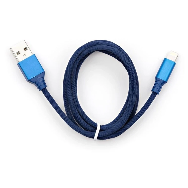 Дата кабель USB 2.0 AM to Lightning nylon 2m blue Vinga, фото 1