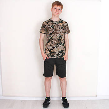 Костюм літній підлітковий на хлопчика футболки з шортами вік від 6 до 10 років різні кольори
