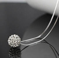 Серебряное ожерелье 925 пробы, цепочка с хрустальным шаром, элегантная короткая антиаллергенная цепочка