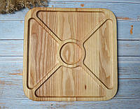 Доска для подачи блюд квадратная деревянная с секциями