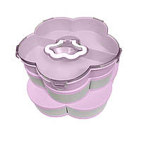 Органайзер для сладостей Flower Shap 12 отсеков (Pink Grey) | Менажница с подставкой для гаджета