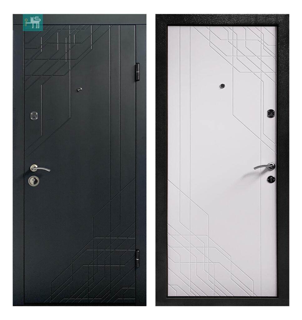 Вхідні металеві двері ПЗ — 260 Графі,белій мат Міністерство дверей 860пр