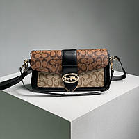 Бежевая женская сумка Coach Tabby Shoulder Bag In Signature Canvas