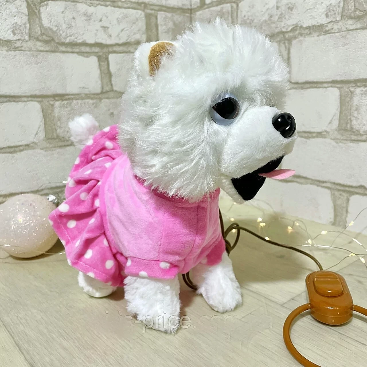 Собачка, бігає, гавкає, на пульті, інтерактивна, шпици, м'яка іграшка, музична іграшка, фото 1