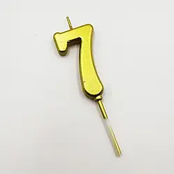 Свічка-цифра на торт 7 золотиста металізована міні