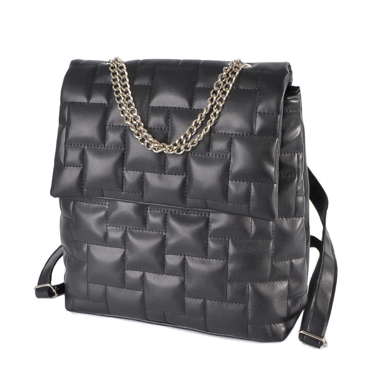 ЧОРНИЙ — стильний стьобаний багатофункціональний жіночий рюкзак від українського виробника (Луцьк, 767)