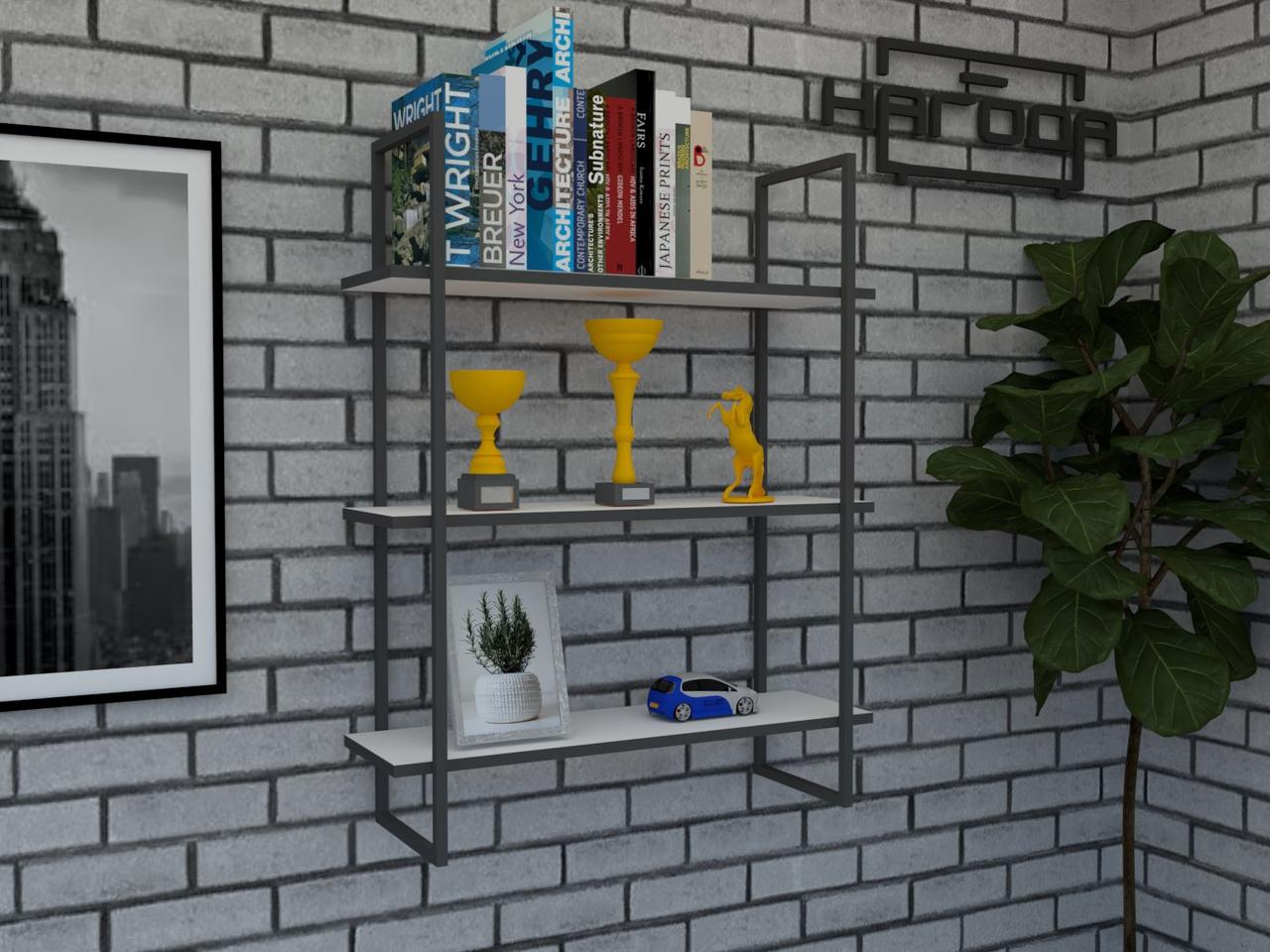 Книжкова полиця ЛОФТ на стіну із ЛДСП ПКЛ-3, колір Білий