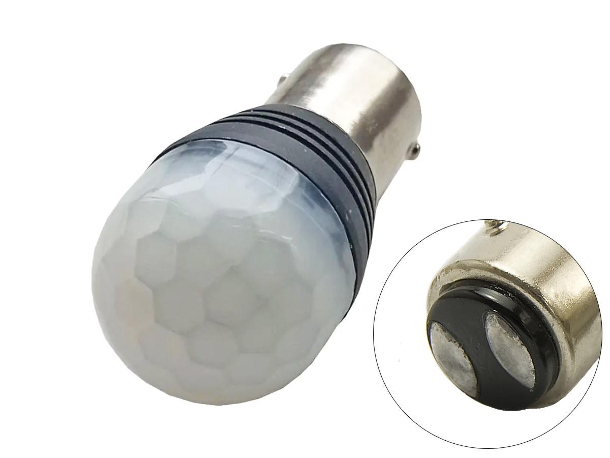 Світлодіодна автомобільна лампа P21/5W BAY15D 9-32V 9SMD WHITE матова лінза 2 контакти, фото 1