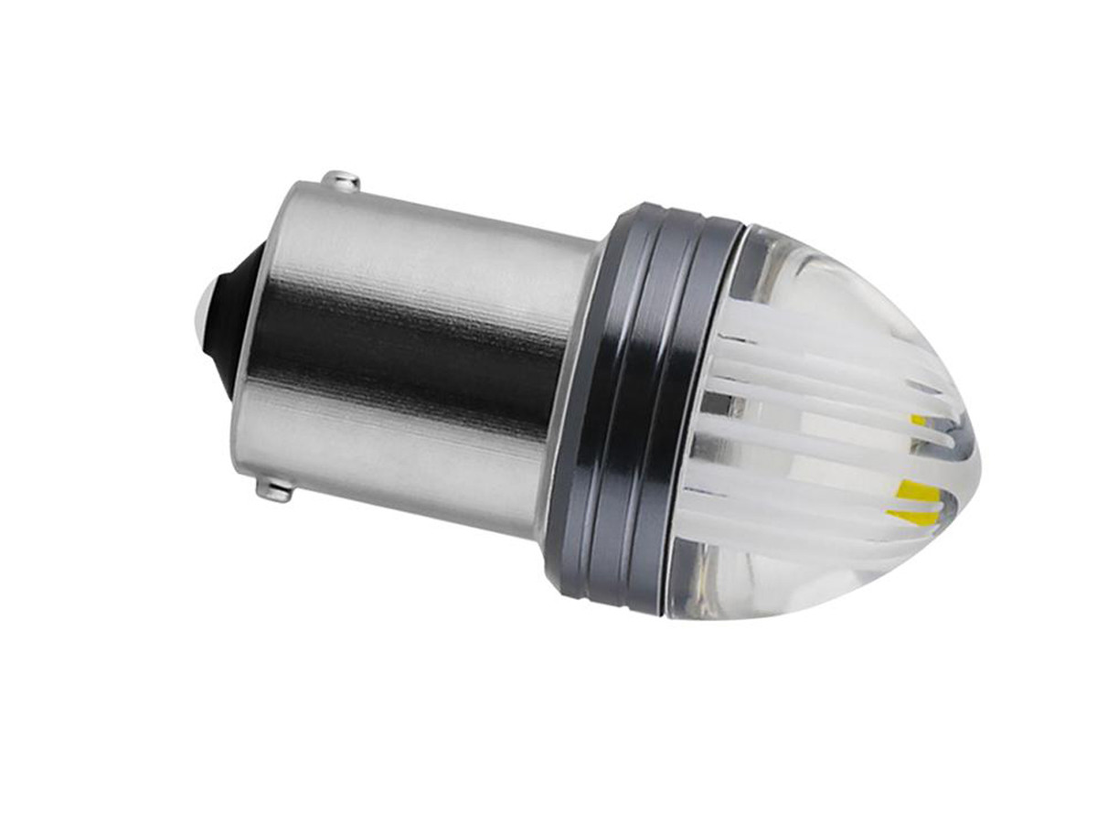 Світлодіодна автомобільна лампа P21W BA15S 12 V 9 SMD 2835 WHITE кругла лінза "R", 1 контакт, фото 1