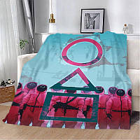 Плюшевый плед Игра в кальмара Качественное покрывало с 3D рисунком 160х200