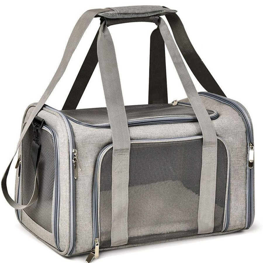 Сумка переноска для котів та собак 42x28x28 см CosmoPet CP-47 Grey, фото 1