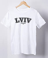 Елегантна жіноча футболка з патріотичним принтом "LVIV Ukraine" ідемісезонна й оригінальний подарунок дівчині