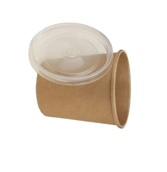 Бокс для салату Екокрафт із кришкою 470 мл d10 см h9,5 см паперове (142532+106081), фото 1