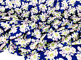 Тканина Шовк Армані синій рівномірні квіти №547, фото 2
