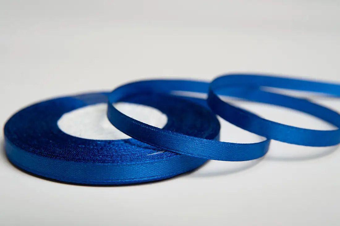 Стрічка атласна темно-блакиного кольору 1см. А097 (1шт, 23м.)