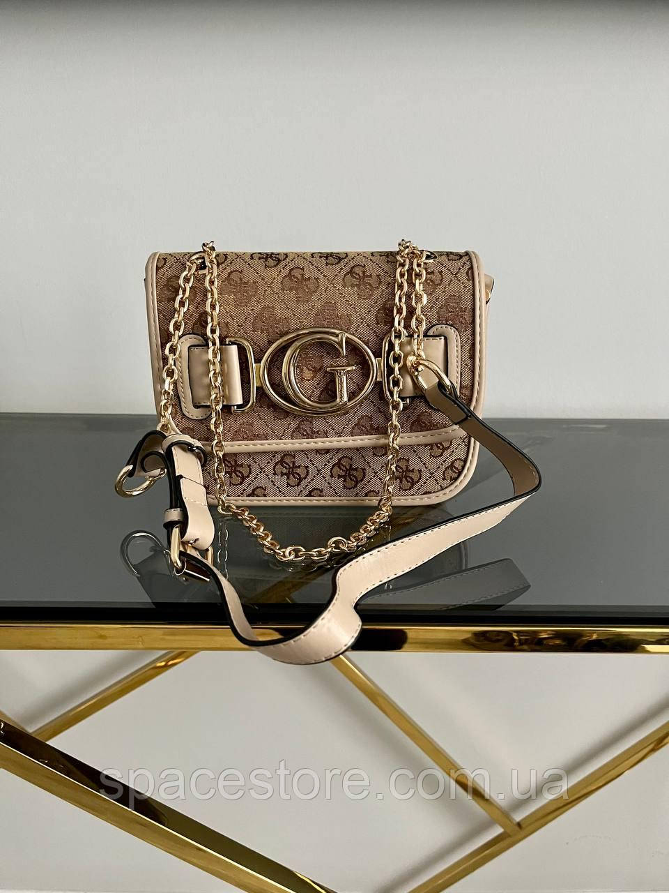 Женская сумка Guess Aileen 4g Logo Beige турция Экокожа маленькая ...