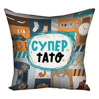 Подушка габардинова з принтом Супер-тато 50x50 см (5P_TAT004)