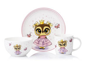 Набір для дітей Ardesto Princess owl 3 предмети порцеляна (AR3453OS)