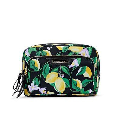 Фірмова Косметичка Victoria's Secret Touch-Up Pouch з кишенею, Чорна з лимонами, фото 1