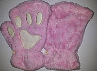 Перчатки без пальцев лапы кошки, митенки кошачьи лапки, рукавицы без пальцев лапы котика медведя