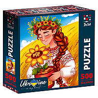 Пазлы Puzzle "Ukrainian girl with the sunflower", 500 элементов, в кор. 26*26*6см, ТМ Vladi Toys, Украина