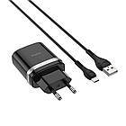 DR Мережевий зарядний пристрій Hoco C12Q USB QC 18 W чорний + кабель USB to MicroUSB, фото 4