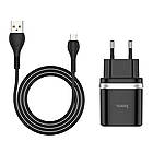 DR Мережевий зарядний пристрій Hoco C12Q USB QC 18 W чорний + кабель USB to MicroUSB, фото 6
