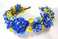 Обруч веночек из цветами Handmade Голубо-желтый (ВО-289)