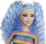 Барбі Фешіоністас # 170 з синім волоссям та зірковим макіяжем Barbie Fashionistas Doll, фото 5