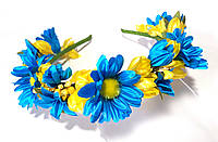 Обруч веночек из цветами Handmade Голубо-желтый (ВО-290)