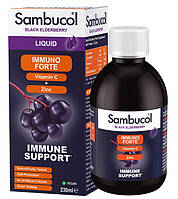 Черная бузина с витамином С и Цинком Sambucol Immuno Forte + Vitamin C + Zinc Liquid 230мл