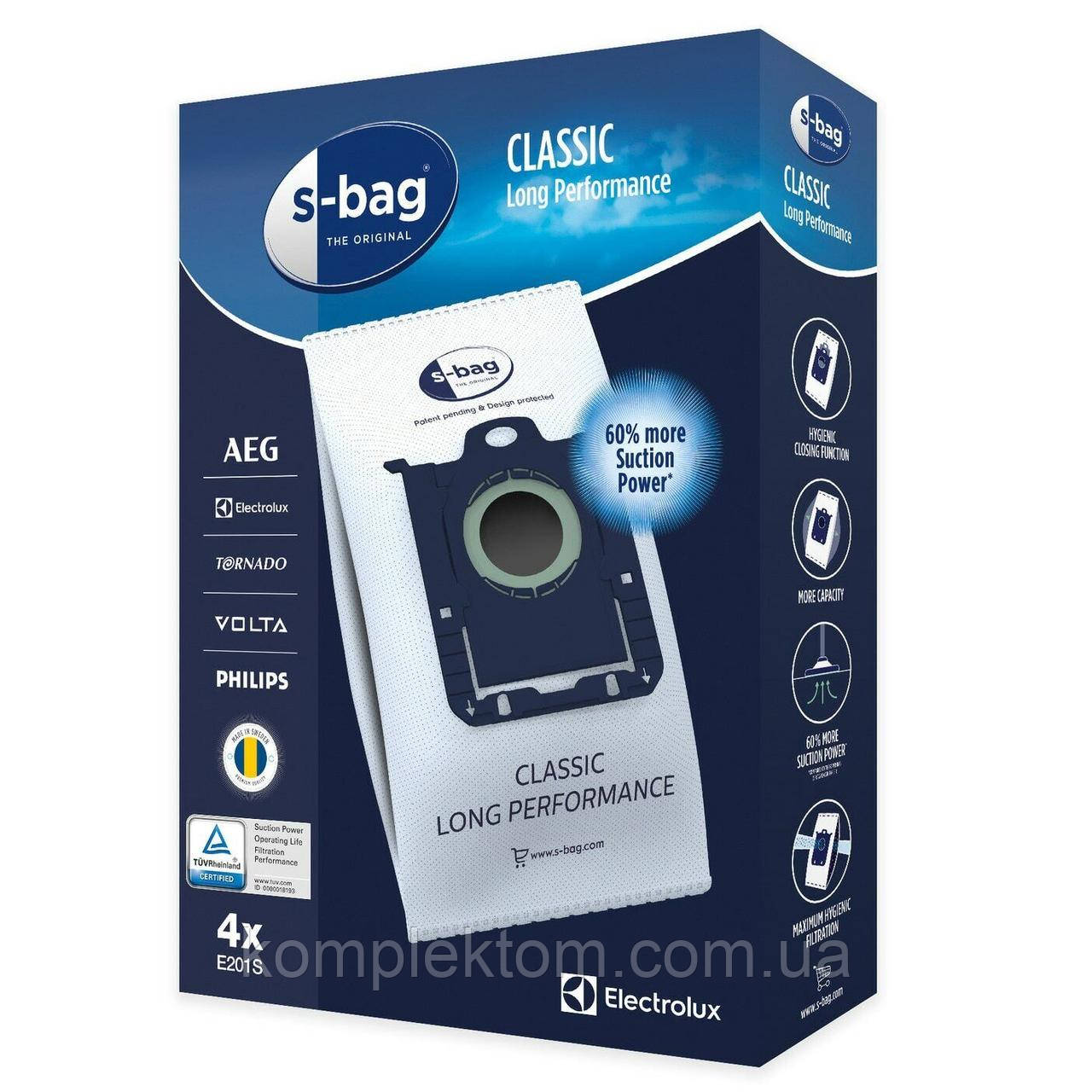 Мішки для пилососу Philips S-BAG 900168458 E201S (4 шт)