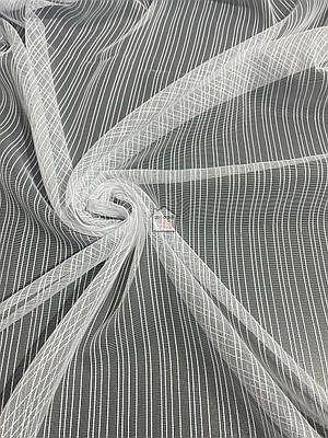 Біла однотонна тканина для гардин тюль-сітка зі смужкою Briz, для спальні, в зал